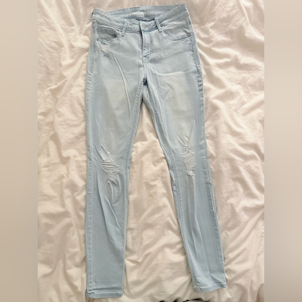 Old Navy Blue Skinny Jeans with Distressed Details Sz4